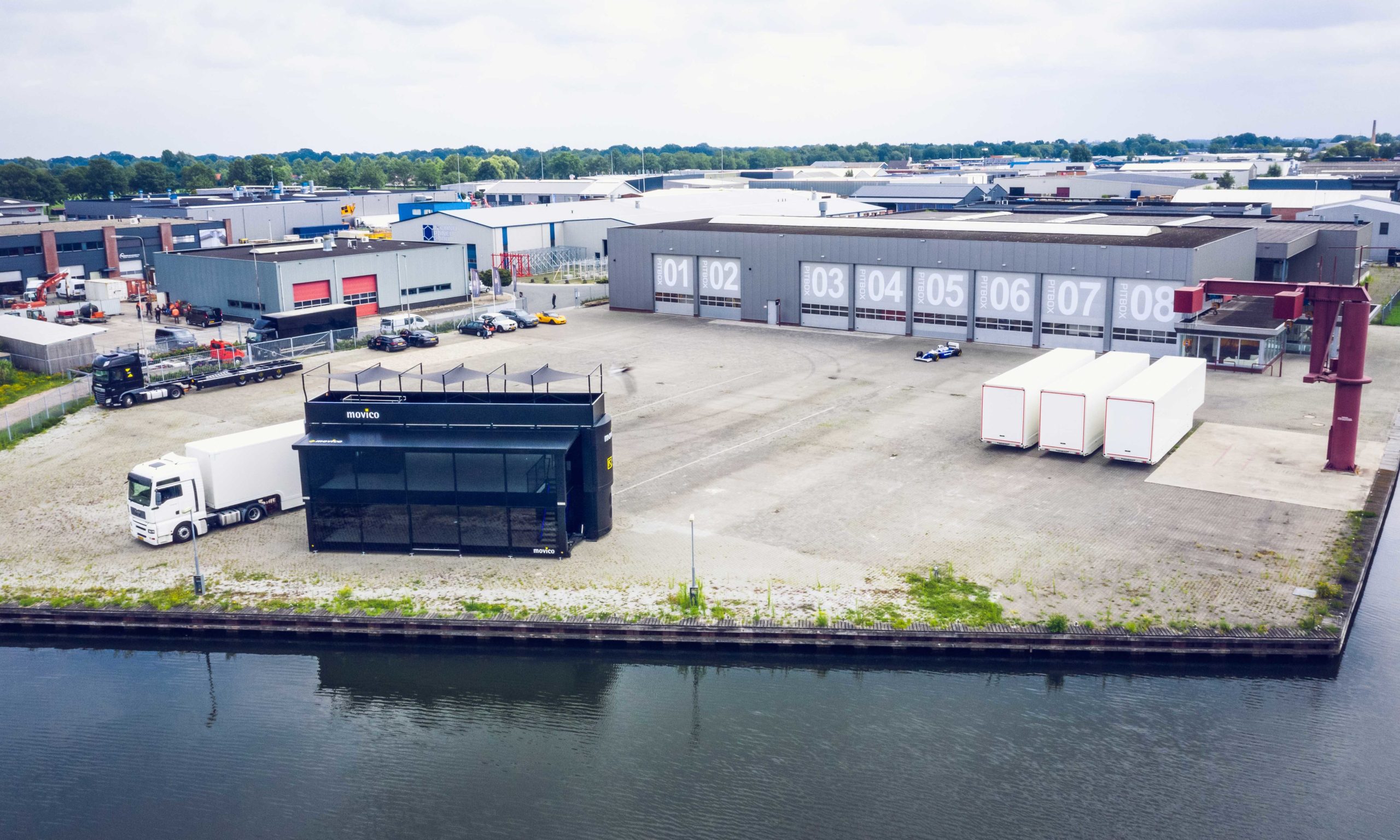 race trailer and hospitality unit
