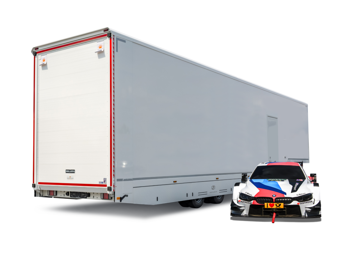 Race trailer with BMW